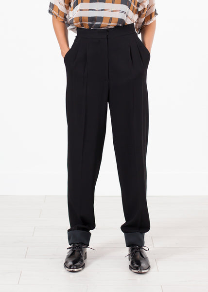 Contrast Cuff Pant in Black - Demo