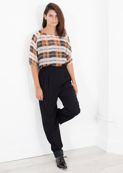 Contrast Cuff Pant in Black - Demo