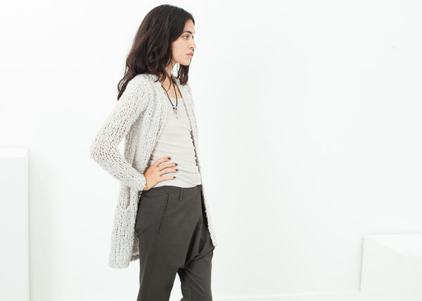 Bulk Stitch Cardigan in Cloud - Demo