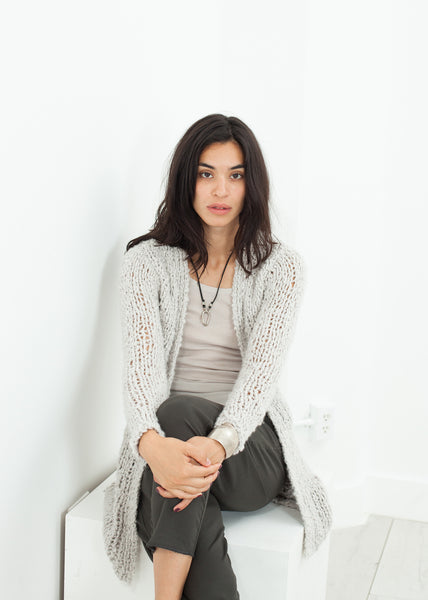 Bulk Stitch Cardigan in Cloud - Demo