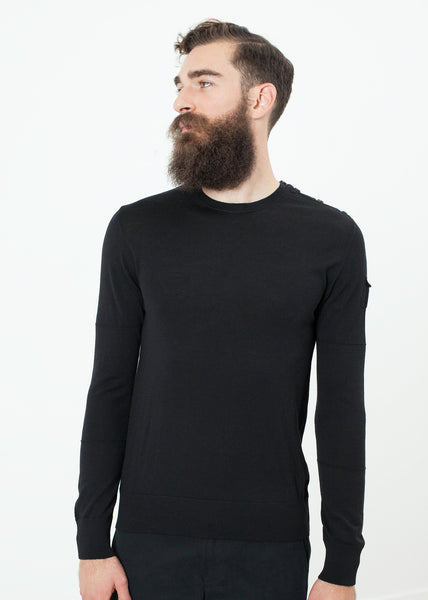 Button Shoulder Pullover in Black - Demo