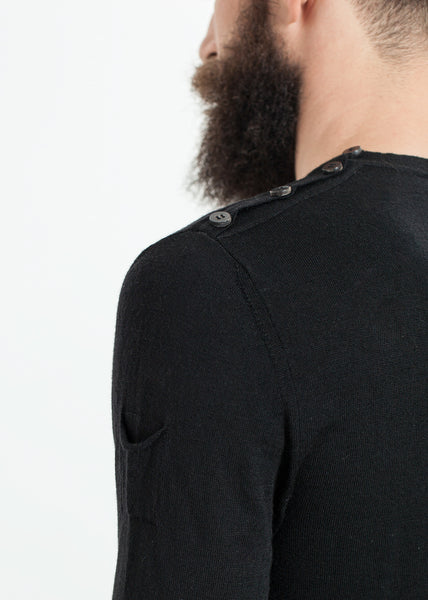 Button Shoulder Pullover in Black - Demo