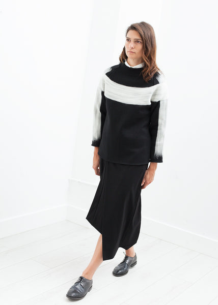 Contrast Felted Sweater in Black - Demo