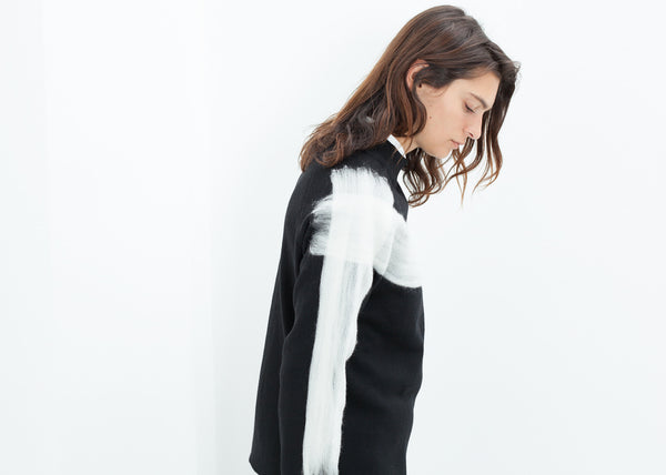 Contrast Felted Sweater in Black - Demo