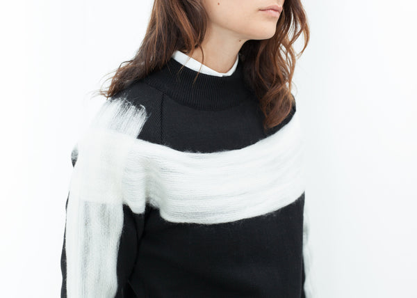 Contrast Felted Sweater in Black - Demo