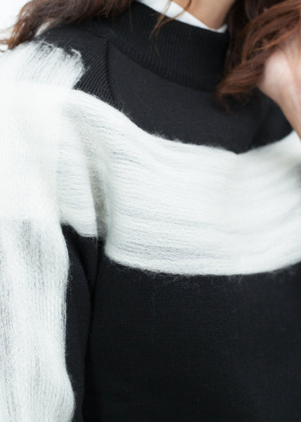 Contrast Felted Sweater in Black - Demo