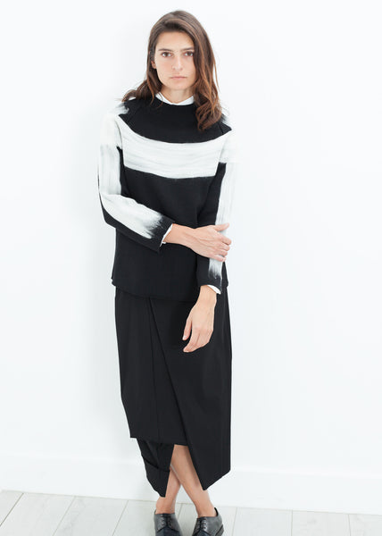 Contrast Felted Sweater in Black - Demo