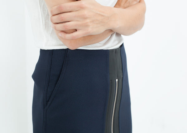 Contrast Zipper Skirt in Navy - Demo