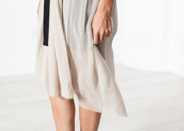 Chiffon Cape Back Dress in Sand - Demo