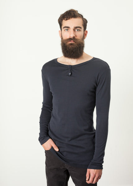 Cotton Henley in Blue Grey - Demo