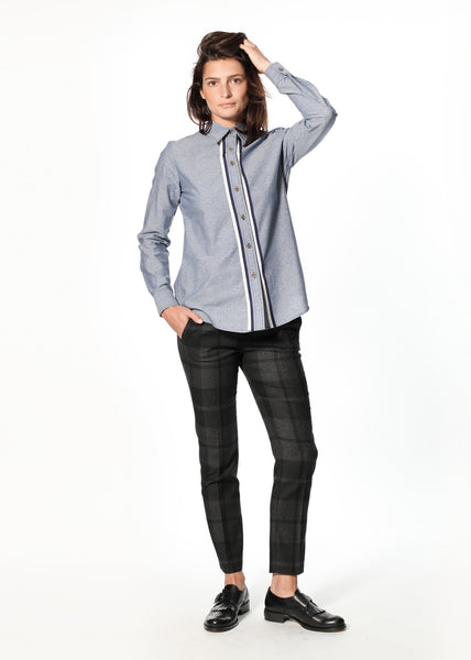 Chambray Boyfriend Shirt in Blue - Demo