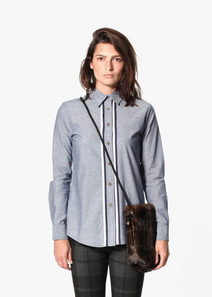 Chambray Boyfriend Shirt in Blue - Demo